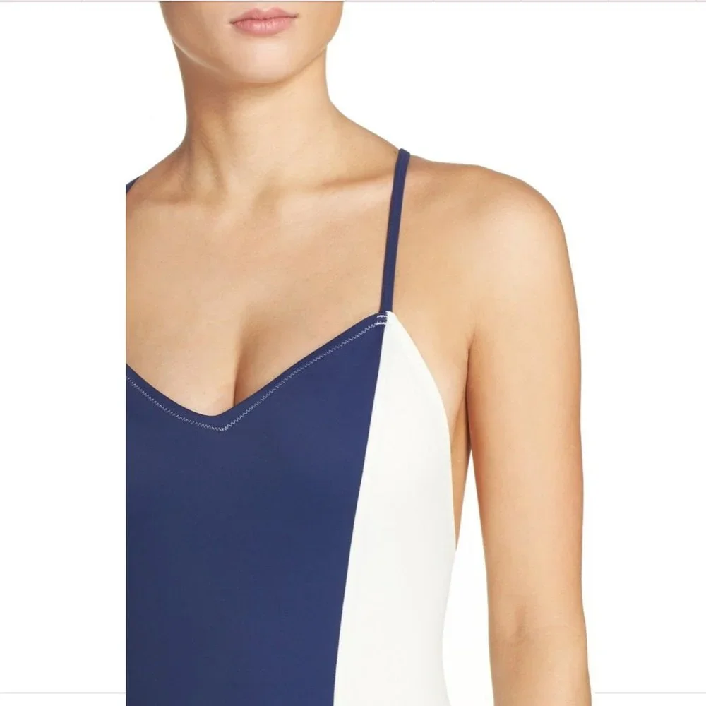 NWT $158 SOLID & STRIPED Diana Colorblock One-Piece Swimsuit [SZ Small‎ ]